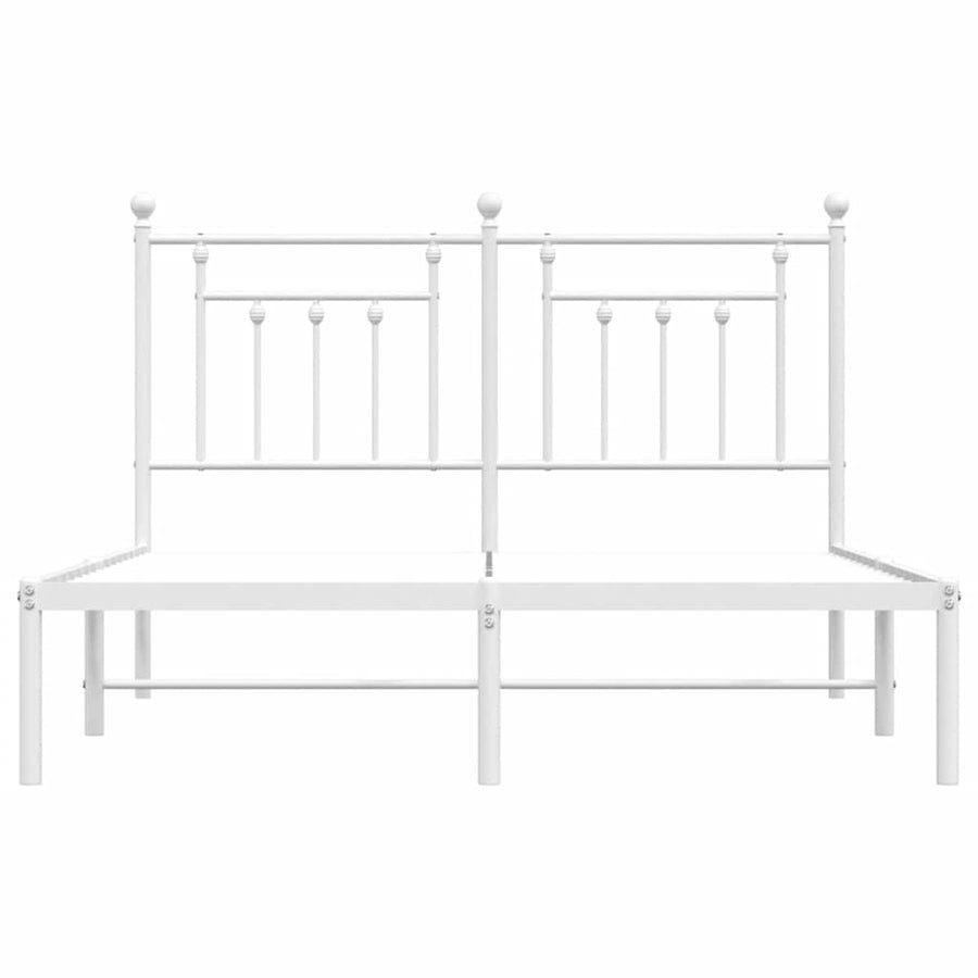 Metal Bed Frame without Mattress with Headboard White 150x200 cm