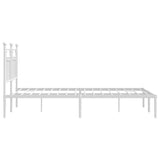 Metal Bed Frame without Mattress with Headboard White 150x200 cm