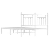 Metal Bed Frame without Mattress with Headboard White 150x200 cm - Low Angle