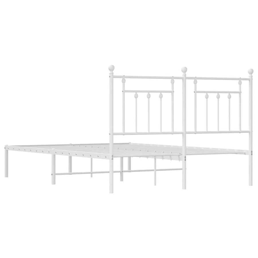 Metal Bed Frame without Mattress with Headboard White 150x200 cm