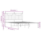 Metal Bed Frame without Mattress with Headboard White 150x200 cm