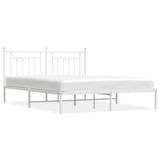 Metal Bed Frame without Mattress with Headboard White 183x203 cm King - Front View
