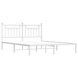 Metal Bed Frame without Mattress with Headboard White 183x203 cm King - Side View