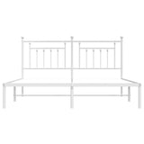 Metal Bed Frame without Mattress with Headboard White 183x203 cm King