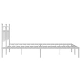 Metal Bed Frame without Mattress with Headboard White 183x203 cm King - Close-Up Angle