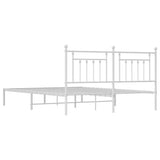 Metal Bed Frame without Mattress with Headboard White 183x203 cm King
