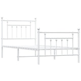 Metal Bed Frame without Mattress with Footboard White 90x190 cm