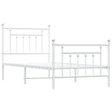 Metal Bed Frame without Mattress with Footboard White 90x190 cm - Side View