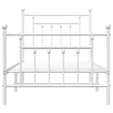 Metal Bed Frame without Mattress with Footboard White 90x190 cm