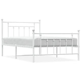 Metal Bed Frame without Mattress with Footboard White 107x203 cm King Single