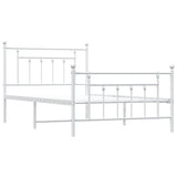 Metal Bed Frame without Mattress with Footboard White 107x203 cm King Single