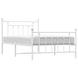 Metal Bed Frame without Mattress with Footboard White 107x203 cm King Single - 45-Degree Angle