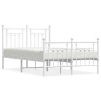 Metal Bed Frame without Mattress with Footboard White 135x190 cm