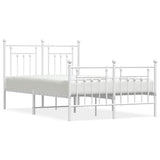 Metal Bed Frame without Mattress with Footboard White 135x190 cm - Front View