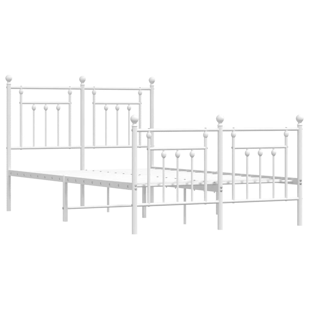Metal Bed Frame without Mattress with Footboard White 135x190 cm
