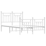 Metal Bed Frame without Mattress with Footboard White 135x190 cm