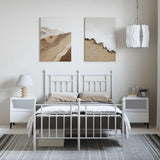 Metal Bed Frame without Mattress with Footboard White 135x190 cm - Top-Down View