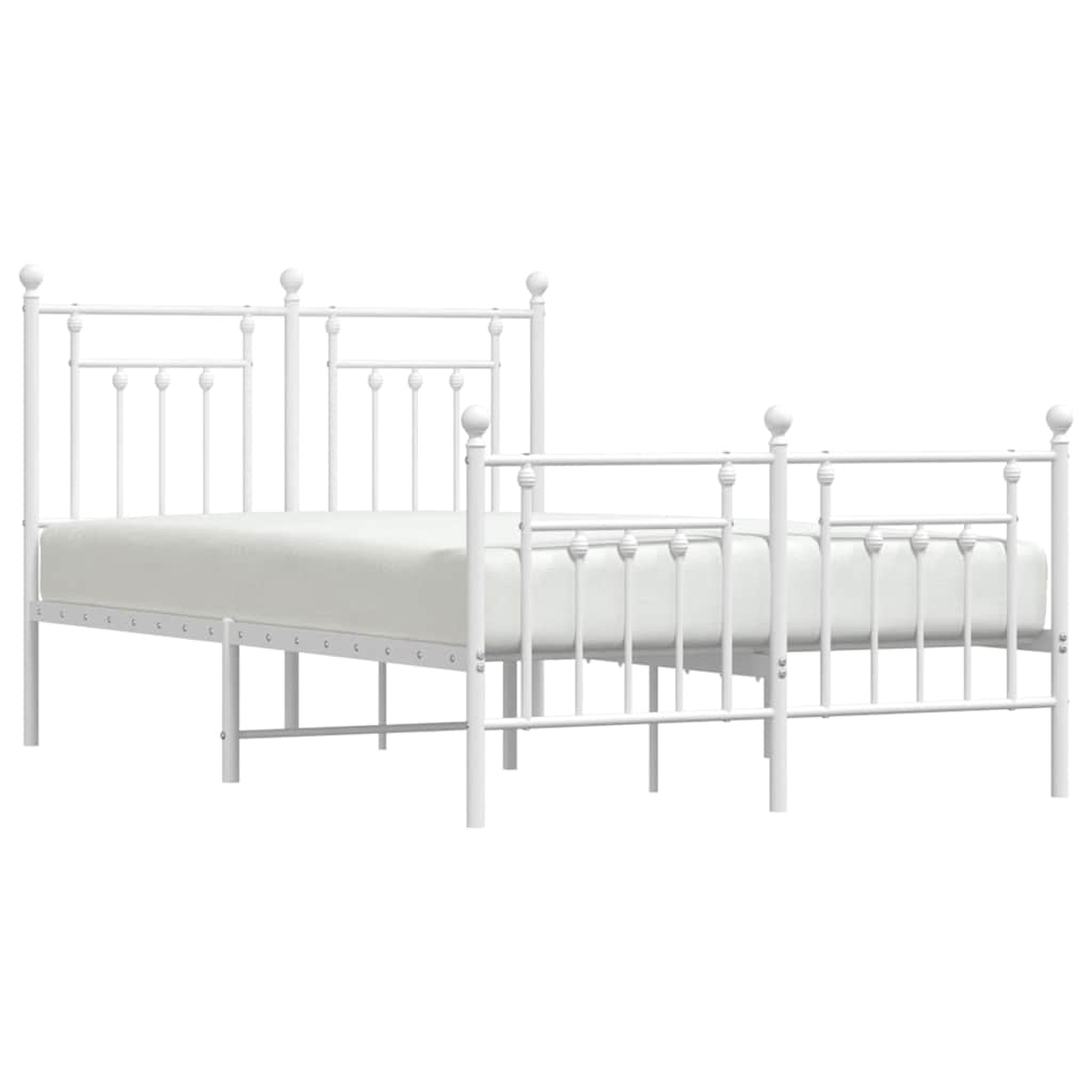 Metal Bed Frame without Mattress with Footboard White 135x190 cm