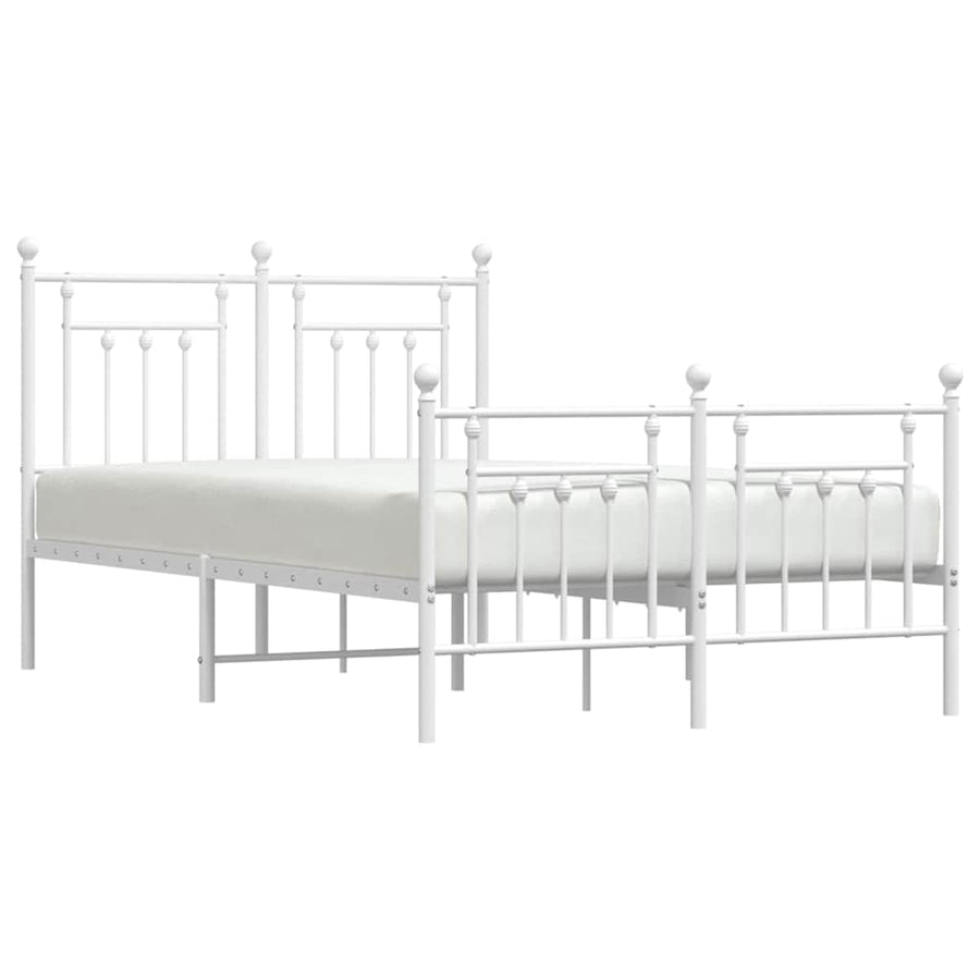 Metal Bed Frame without Mattress with Footboard White 135x190 cm