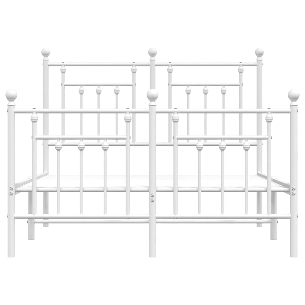 Metal Bed Frame without Mattress with Footboard White 135x190 cm
