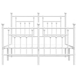 Metal Bed Frame without Mattress with Footboard White 135x190 cm