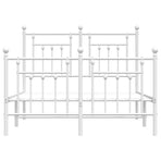 Metal Bed Frame without Mattress with Footboard White 135x190 cm