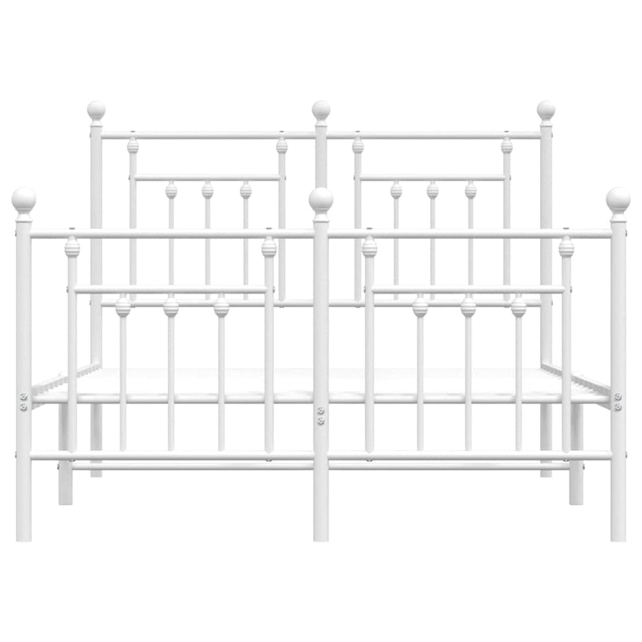 Metal Bed Frame without Mattress with Footboard White 135x190 cm