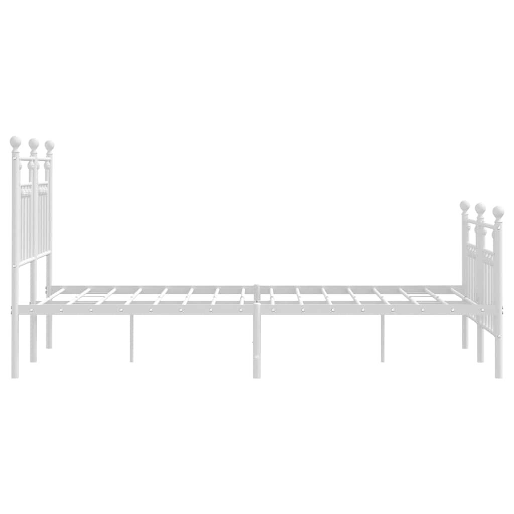 Metal Bed Frame without Mattress with Footboard White 135x190 cm