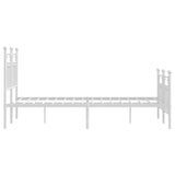 Metal Bed Frame without Mattress with Footboard White 135x190 cm