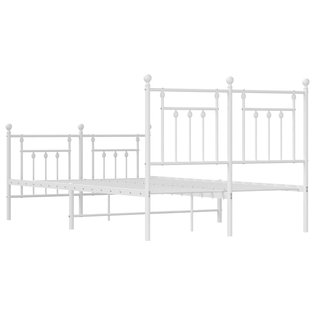 Metal Bed Frame without Mattress with Footboard White 135x190 cm