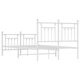 Metal Bed Frame without Mattress with Footboard White 135x190 cm