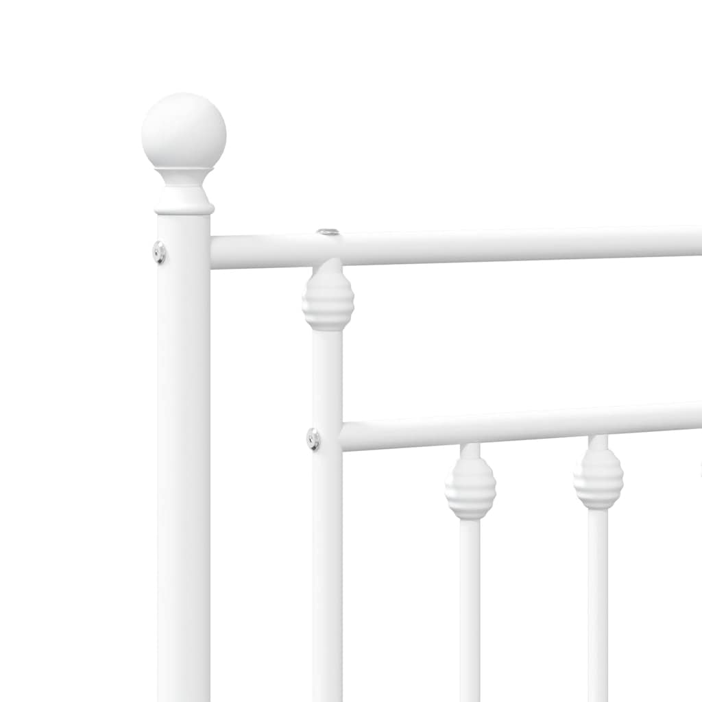 Metal Bed Frame without Mattress with Footboard White 135x190 cm