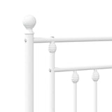 Metal Bed Frame without Mattress with Footboard White 135x190 cm