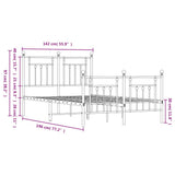 Metal Bed Frame without Mattress with Footboard White 135x190 cm