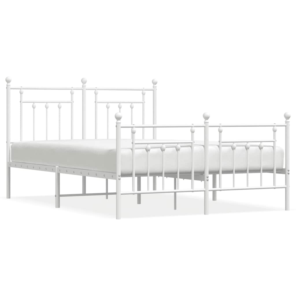 Metal Bed Frame without Mattress with Footboard White 150x200 cm