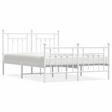 Metal Bed Frame without Mattress with Footboard White 150x200 cm - Front View
