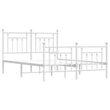 Metal Bed Frame without Mattress with Footboard White 150x200 cm - Side View