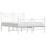 Metal Bed Frame without Mattress with Footboard White 150x200 cm