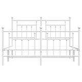 Metal Bed Frame without Mattress with Footboard White 150x200 cm - Rear View