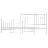 Metal Bed Frame without Mattress with Footboard White 150x200 cm - Low Angle