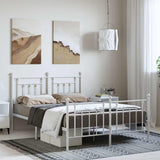 Metal Bed Frame without Mattress with Footboard White 150x200 cm