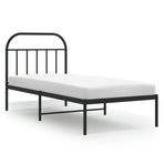 Metal Bed Frame without Mattress with Headboard Black 90x190 cm