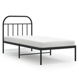 Metal Bed Frame without Mattress with Headboard Black 90x190 cm - Front View