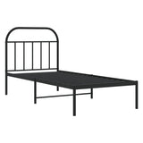 Metal Bed Frame without Mattress with Headboard Black 90x190 cm