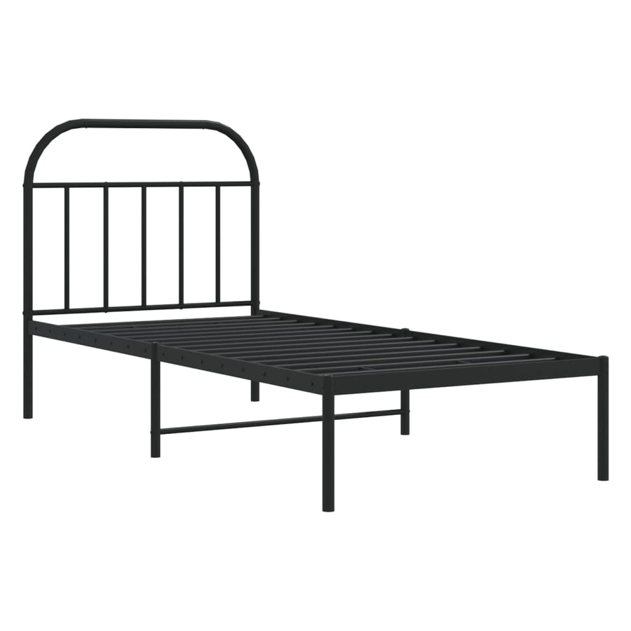 Metal Bed Frame without Mattress with Headboard Black 90x190 cm