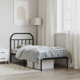 Metal Bed Frame without Mattress with Headboard Black 90x190 cm