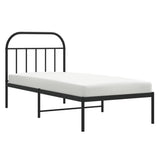 Metal Bed Frame without Mattress with Headboard Black 90x190 cm