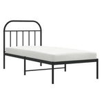 Metal Bed Frame without Mattress with Headboard Black 90x190 cm