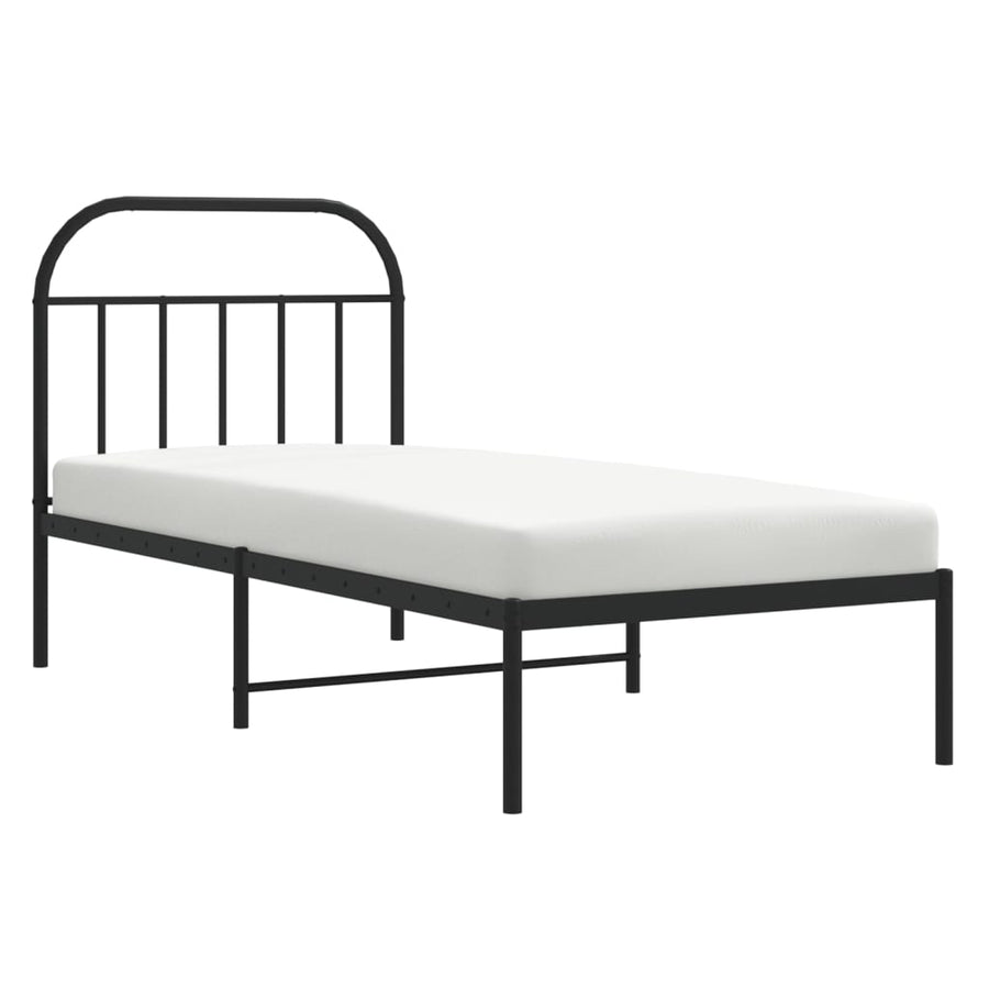 Metal Bed Frame without Mattress with Headboard Black 90x190 cm