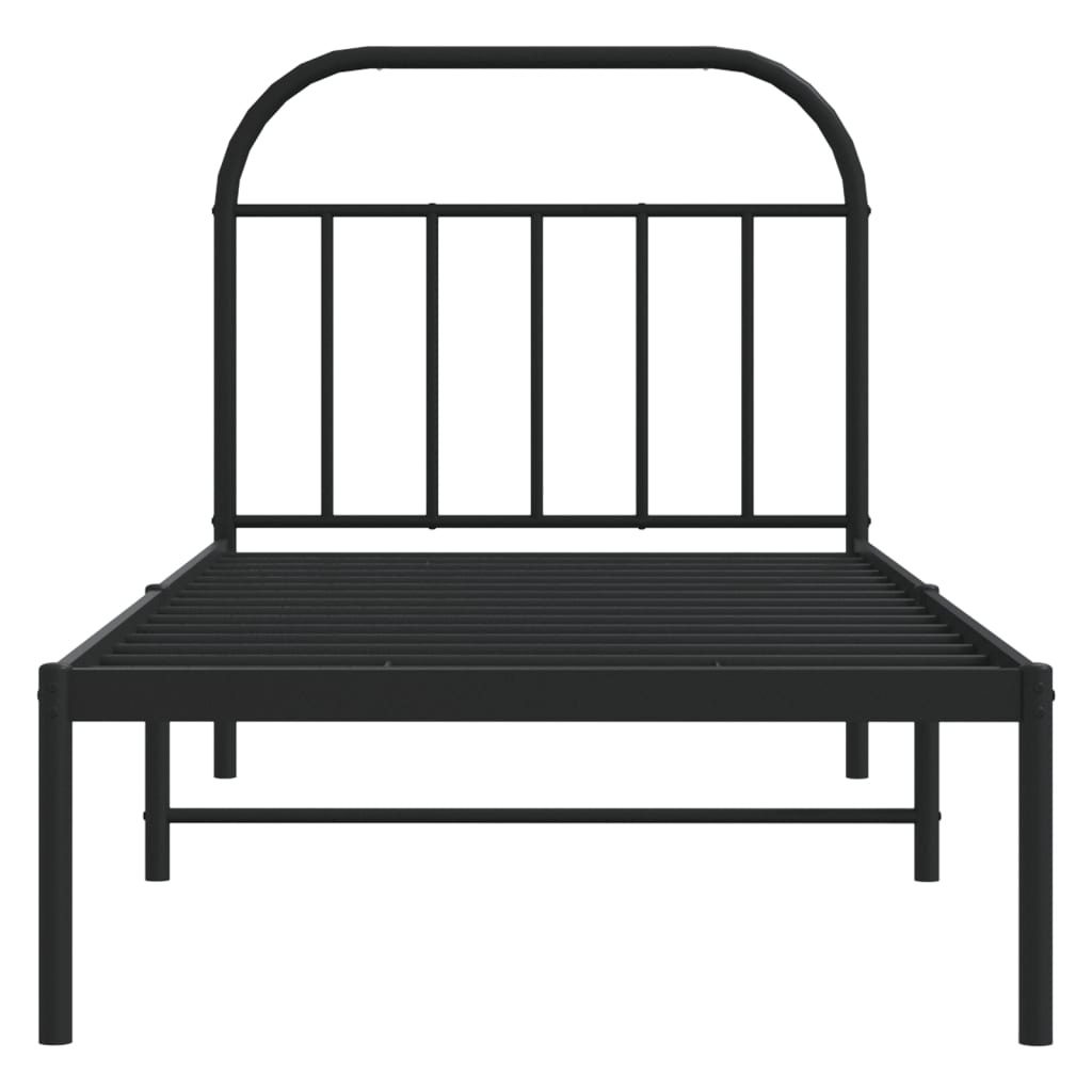 Metal Bed Frame without Mattress with Headboard Black 90x190 cm